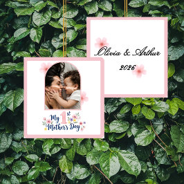  Pink Floral 1st Mother's Day Custom Keepsake セラミックオーナメント