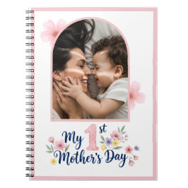 Pink Floral 1st Mother's Day Custom Keepsake ノートブック