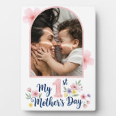 Pink Floral 1st Mother's Day Custom keepsake フォトプラーク (正面)