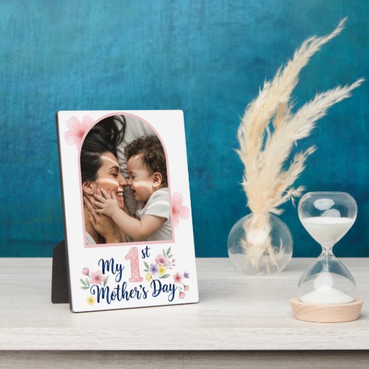 Pink Floral 1st Mother's Day Custom keepsake フォトプラーク (側面)