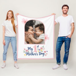  Pink Floral 1st Mother's Day Custom Keepsake フリースブランケット