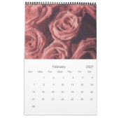 Pink Floral 2025 Calender カレンダー (2月 2027)