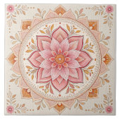 Pink Floral 6" Square Tile To Brighten Any Space タイル (正面)