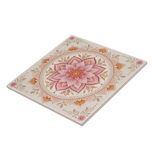 Pink Floral 6" Square Tile To Brighten Any Space タイル (側面)