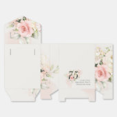 Pink Floral 75th Birthday Party Modern フェイバーボックス (見開き)