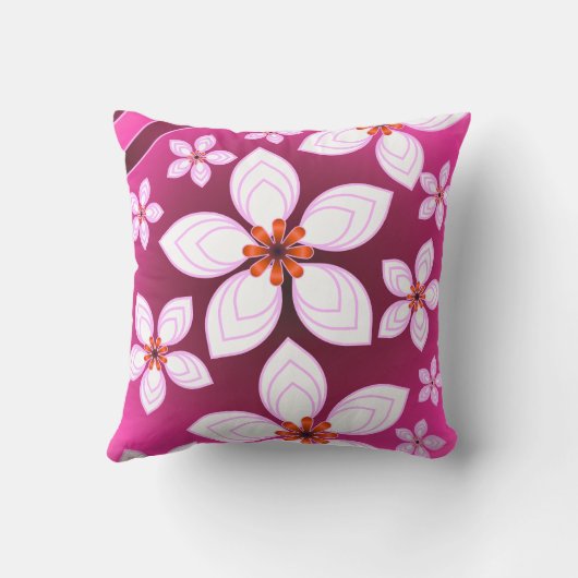 Pink Floral Abstract Pattern | Aesthetic Flower Ar クッション (裏面)