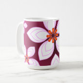 Pink Floral Abstract Pattern | Aesthetic Flower Ar コーヒーマグカップ (正面左)