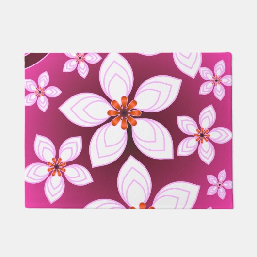 Pink Floral Abstract Pattern | Aesthetic Flower Ar ドアマット (正面)