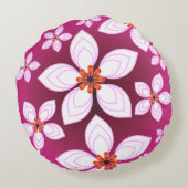 Pink Floral Abstract Pattern | Aesthetic Flower Ar ラウンドクッション (裏面)
