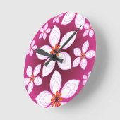 Pink Floral Abstract Pattern | Aesthetic Flower Ar ラウンド壁時計 (傾斜)