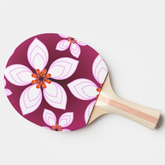 Pink Floral Abstract Pattern | Aesthetic Flower Ar 卓球ラケット (横)