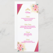 Pink Floral and Gold Quinceañera Table Menu メニュー (正面/裏面)
