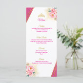 Pink Floral and Gold Quinceañera Table Menu メニュー (スタンド正面)