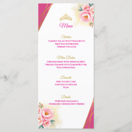 Pink Floral and Gold Quinceañera Table Menu メニュー