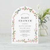 Pink Floral Arch Baby Girl Shower 招待状 (スタンド正面)