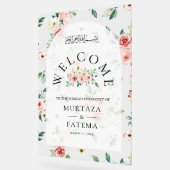 Pink Floral Arch Muslim Wedding Welcome アクリルサイン (傾斜)