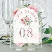 Pink Floral Arch Wedding Acrylic Table Number アクリル招待状