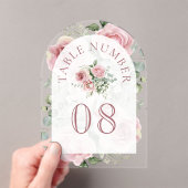 Pink Floral Arch Wedding Acrylic Table Number アクリル招待状 (インサイチュ (ポータブル))