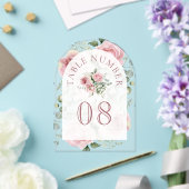 Pink Floral Arch Wedding Acrylic Table Number アクリル招待状 (インサイチュ (ウェディング))