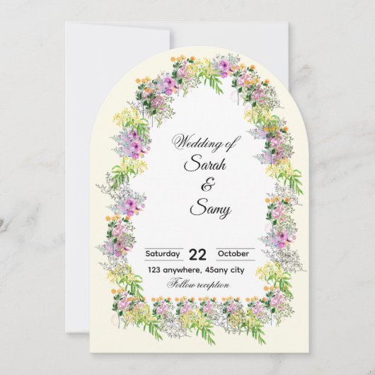 Pink Floral Arch Wedding Invitation  招待状 (正面)
