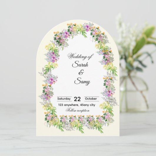 Pink Floral Arch Wedding Invitation  招待状 (スタンド正面)