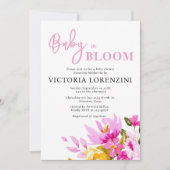 Pink Floral Baby in Bloom Baby Shower Invitation 招待状 (正面)