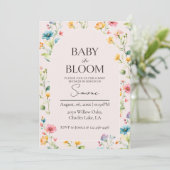 Pink Floral Baby in Bloom Baby shower Invite  招待状 (スタンド正面)