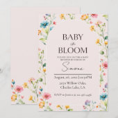 Pink Floral Baby in Bloom Baby shower Invite  招待状 (正面/裏面)