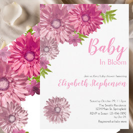 Pink Floral Baby In Bloom Floral Baby Shower 招待状