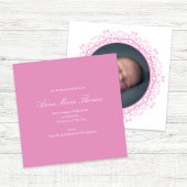 Pink Floral Baby Photo Announcement Elegant