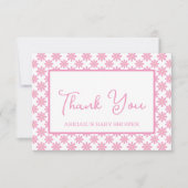 Pink Floral Baby Shower  サンキューカード (正面)