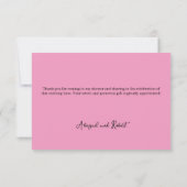 Pink Floral Baby Shower  サンキューカード (裏面)