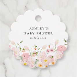 Pink Floral Baby Shower フェイバータグ