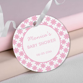 Pink Floral Baby Shower  フェイバータグ