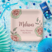 Pink Floral Baby Shower ペーパープレート (パーティー)