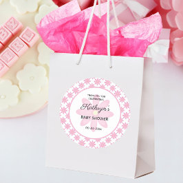 Pink Floral Baby Shower  ラウンドシール