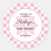 Pink Floral Baby Shower  ラウンドシール (正面)