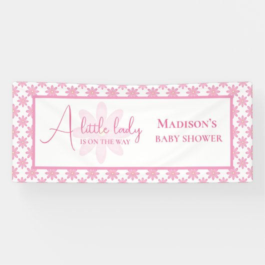 Pink Floral Baby Shower  横断幕 (横)