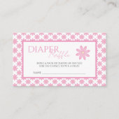 Pink Floral Baby Shower Diaper Raffle  エンクロージャーカード (正面)