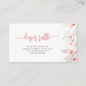 Pink floral baby shower diaper raffle ticket エンクロージャーカード (正面)