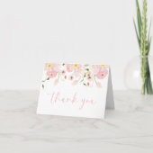 Pink Floral Baby Shower Folded Thank You Card サンキューカード (正面)