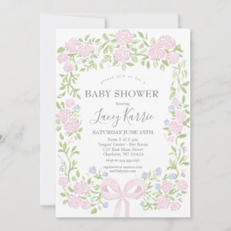 Pink Floral Baby Shower Invitation,  招待状