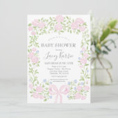 Pink Floral Baby Shower Invitation,  招待状 (スタンド正面)
