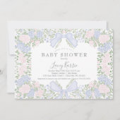 Pink Floral Baby Shower Invitation, 招待状 (正面)