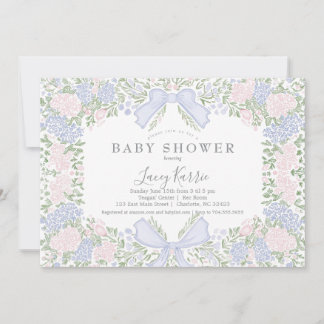 Pink Floral Baby Shower Invitation,  招待状