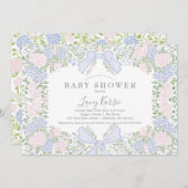 Pink Floral Baby Shower Invitation,  招待状 (正面/裏面)