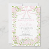 Pink Floral Baby Shower Invitation, 招待状 (正面)