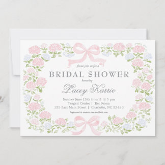 Pink Floral Baby Shower Invitation,  招待状