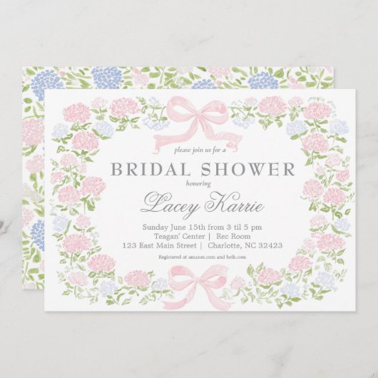 Pink Floral Baby Shower Invitation,  招待状 (正面/裏面)