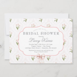 Pink Floral Baby Shower Invitation,  招待状